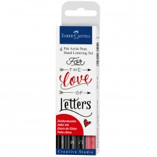 Набор капиллярных ручек Faber-Castell Pitt Artist Pens Lettering set ассорти, 4шт., 0,3/0,7/1,5мм/Brush, европодвес