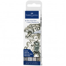 Набор капиллярных ручек Faber-Castell Pitt Artist Pens Comic Shading Brush set, ассорти, 4шт., европодвес