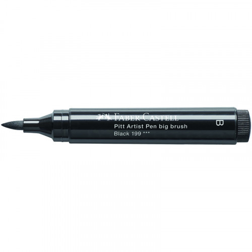 Ручка капиллярная Faber-Castell Pitt Artist Pen Big Brush цвет 199 черный, 3мм, пишущий узел кисть