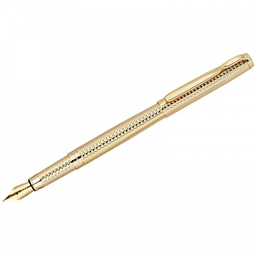 Ручка перьевая Delucci Celeste черная, 0,8мм, цвет корпуса - золото, подарочный футляр