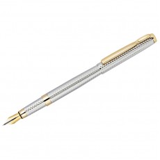 Ручка перьевая Delucci Celeste черная, 0,8мм, цвет корпуса - серебро, подарочный футляр