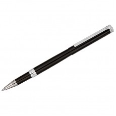 Ручка-роллер Delucci Classico черная, 0,6мм, цвет корпуса - черный/хром, подарочная упаковка