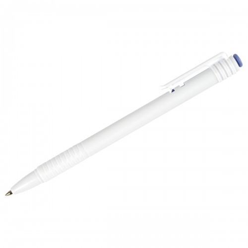 Ручка шариковая автоматическая СТАММ 500 синяя, 0,7мм, белый корпус