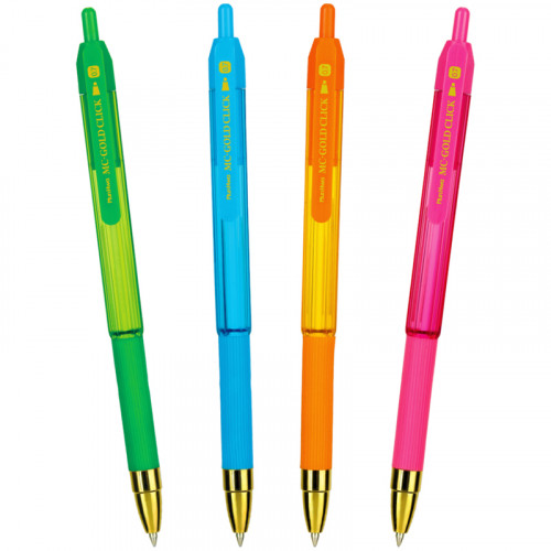 Ручка шариковая автоматическая MunHwa MC Gold Click синяя, 0,7мм, грип, штрих-код, корпус ассорти