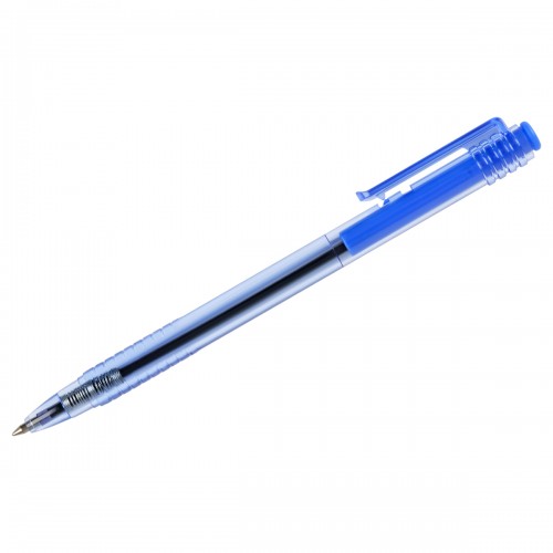 Ручка шариковая автоматическая СТАММ 500 синяя, 0,7мм, тонированный корпус
