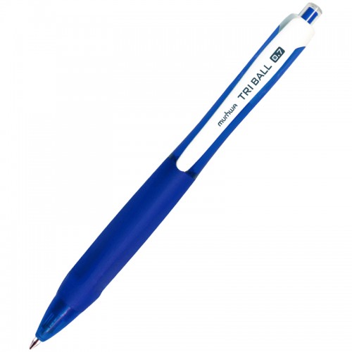 Ручка шариковая автоматическая MunHwa Triball синяя, 0,7мм, грип