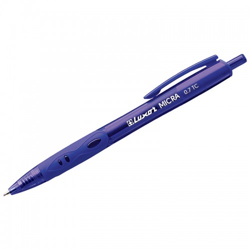 Ручка шариковая автоматическая Luxor Micra синяя, 0,7мм, грип