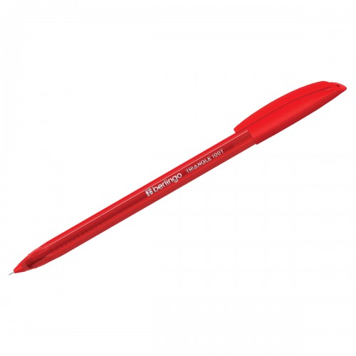 Ручка шариковая Berlingo Triangle 100T красная, 0,7мм, трехгран., игольчатый стержень