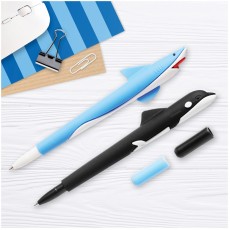 Ручка шариковая MESHU Shark&Whale синяя, 0,7мм, софт-тач, ассорти, с топпером