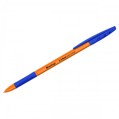 Ручка шариковая Berlingo Tribase grip orange синяя, 0,7мм, грип