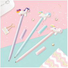 Ручка шариковая MESHU Unicorn синяя, 0,7мм, корпус ассорти, с топпером