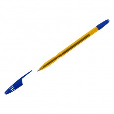 Ручка шариковая СТАММ 555 синяя, 0,7мм, тонированный оранжевый корпус
