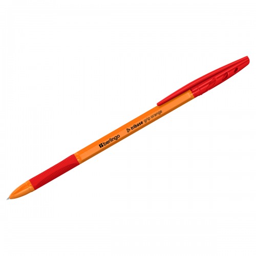 Ручка шариковая Berlingo Tribase grip orange красная, 0,7мм, грип