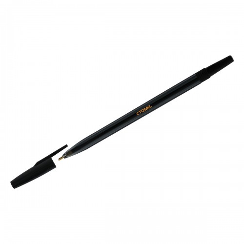 Ручка шариковая СТАММ 049 черная, 0,7мм, тонированный корпус