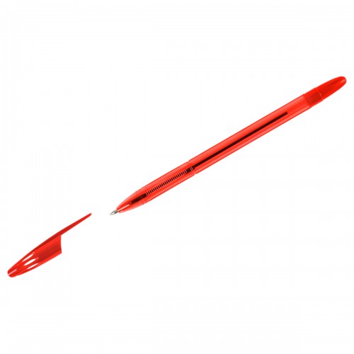 Ручка шариковая СТАММ 555 красная, 0,7мм, тонированный корпус