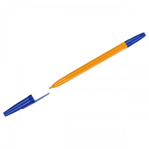 Ручка шариковая СТАММ Оптима синяя, 1,0мм, оранжевый корпус