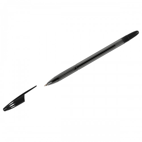 Ручка шариковая СТАММ 555 черная, 0,7мм, тонированный корпус