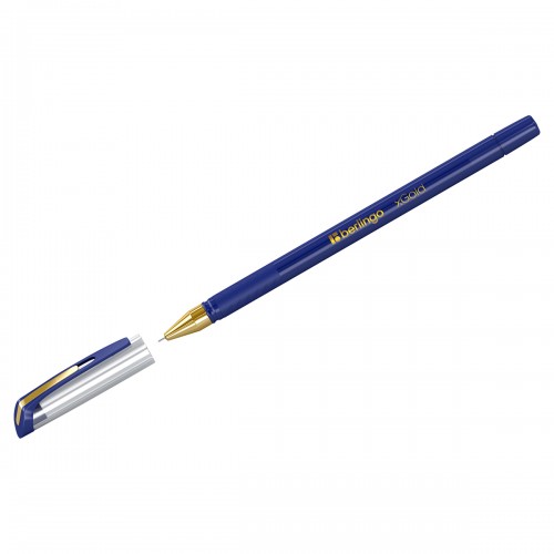 Ручка шариковая Berlingo xGold синяя, 0,7мм, игольчатый стержень, грип