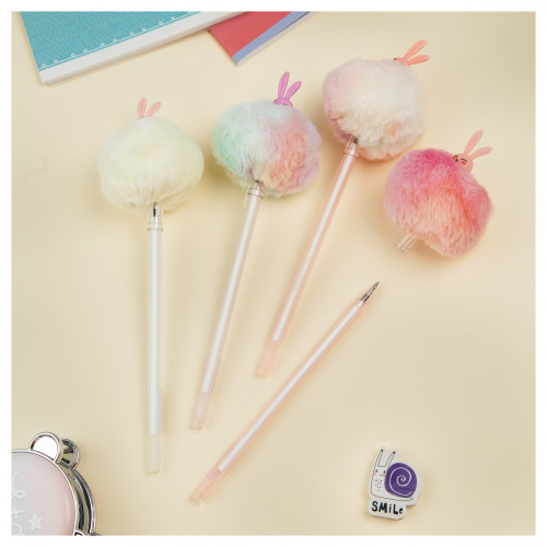 Ручка шариковая MESHU Sugar Bunny, синяя, 0,7мм, корпус ассорти, с топпером