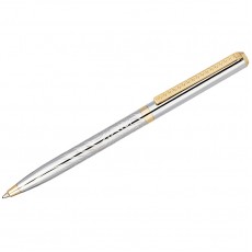 Ручка шариковая Delucci Tempo синяя 1,0мм, корпус серебро/золото, поворот., подарочная упаковка