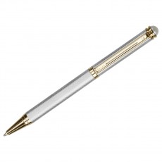 Ручка шариковая Luxor Ellan синяя, 1,0мм, корпус серебро/золото, поворотный механизм, футляр
