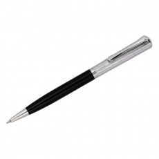 Ручка шариковая Delucci Intrigo синяя, 1,0мм, корпус серебро/черный, поворотн., подарочная упаковка
