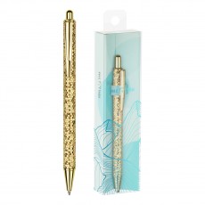 Ручка шариковая автоматическая MESHU Gold shimmer синяя, 1,0мм