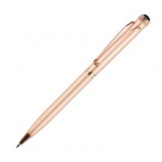 Ручка шариковая Luxor Anvi синяя, 0,7мм, корпус розовое золото, поворотный механизм, футляр