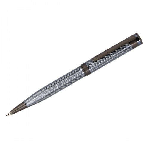 Ручка шариковая Delucci Stellato синяя, 1,0мм, корпус серебро/хром, поворотн., подарочная упаковка