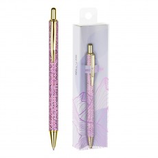 Ручка шариковая автоматическая MESHU Pink shimmer синяя, 1,0мм