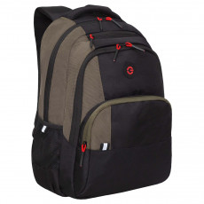Рюкзак Grizzly, 32*45*23см, 2 отделения, 4 кармана, анатомическая спинка, черный-хаки
