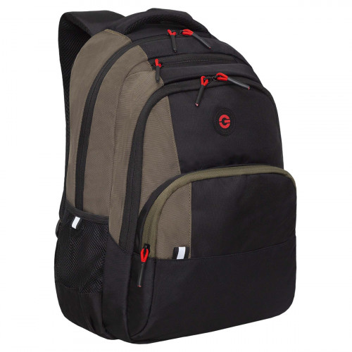 Рюкзак Grizzly, 32*45*23см, 2 отделения, 4 кармана, анатомическая спинка, черный-хаки