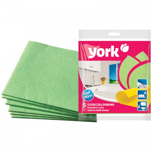 Салфетки для уборки York, набор 5шт., вискоза, 35*35см, европодвес