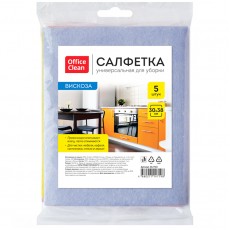 Салфетки для уборки OfficeClean, набор 5шт., вискоза, 30*38см, европодвес