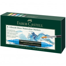 Набор акварельных пигм. маркеров Faber-Castell Albrecht Dürer 05цв., двухстор., кистев./пулевид.