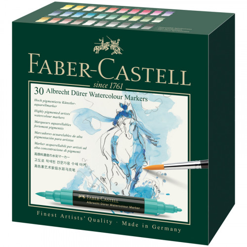 Набор акварельных пигм. маркеров Faber-Castell Albrecht Dürer 30цв., двухстор., кистев./пулевид.