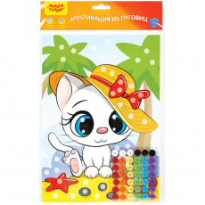 Аппликация из пуговиц Мульти-Пульти Кошечка, 21*29,5см, с раскраской, европодвес