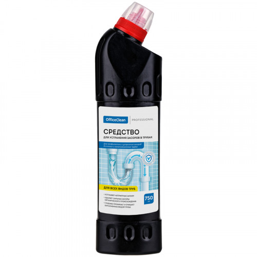 Средство для устранения засоров в трубах OfficeClean Professional, 750мл