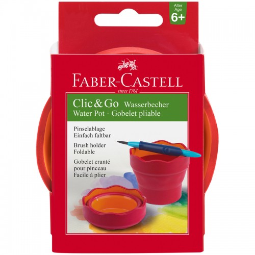 Стакан для воды Faber-Castell Clic&Go, складной, красный