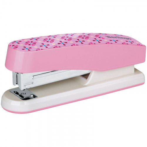 Степлер №24/6, 26/6 Berlingo Silk Touch, до 20л., пластиковый корпус, розовый
