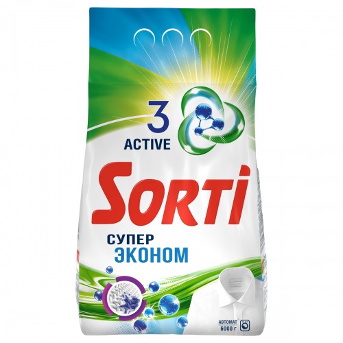 Порошок для машинной стирки Sorti Супер Эконом, 6кг