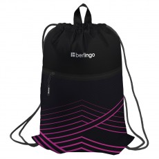 Мешок для обуви 1 отделение Berlingo Black and pink geometry, 360*470мм, карман на молнии