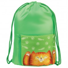 Мешок для обуви 1 отделение Мульти-Пульти Lazy Cat, 340*420мм, карман на молнии, зеленый