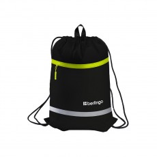 Мешок для обуви 1 отделение Berlingo Basic yellow, 360*460мм, светоотражающая лента, карман на молнии