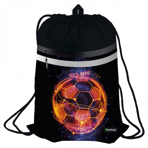 Мешок для обуви 1 отделение Berlingo Football winner, 340*460мм, вентиляционная сеточка, светоотражающая лента, карман на молнии