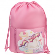 Мешок для обуви 1 отделение Мульти-Пульти Unicorn, 340*420мм, карман на молнии, розовый