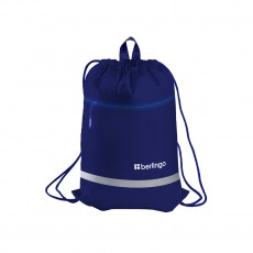 Мешок для обуви 1 отделение Berlingo Basic blue, 360*460мм, светоотражающая лента, карман на молнии