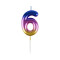 Свеча для торта с держателем MESHU Цифра 6, 6см, градиент, блистер