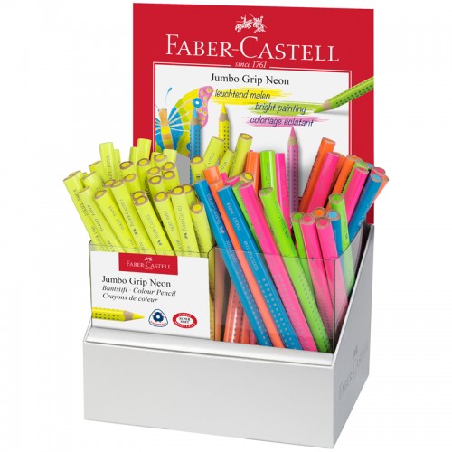 Карандаш-текстовыделитель Faber-Castell Jumbo Grip Neon, ассорти, дисплей