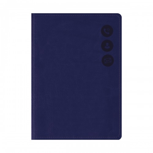 Телефонная книга А7, 64л., кожзам, OfficeSpace Nebraska темно-синий, с вырубкой